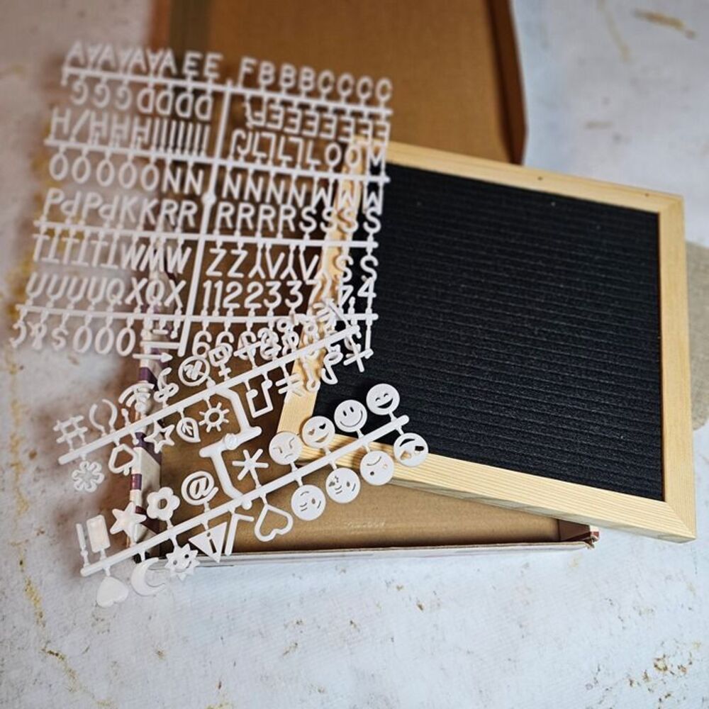 XO Sienna Felt Letter Board Set • 10x11" Black Felt + White Letters • NEW in Box